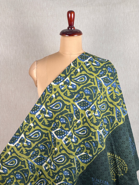Ajrakh Dabu Block-printed Hakoba Cotton Fabric
