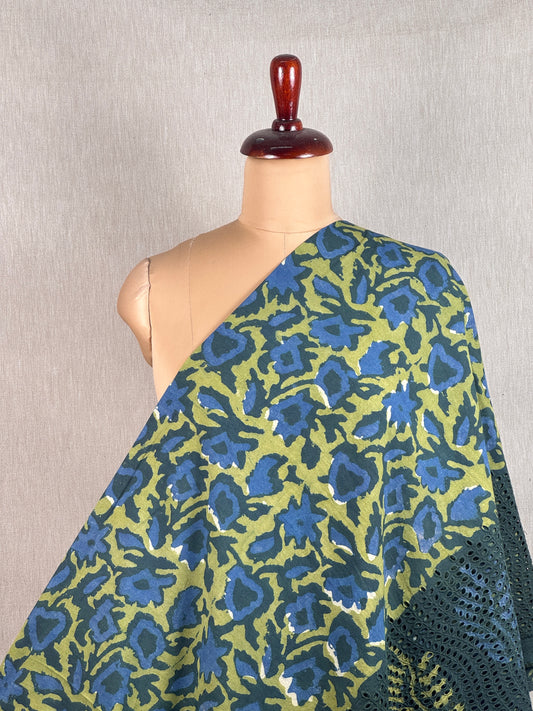 Ajrakh Dabu Block-printed Hakoba Cotton Fabric