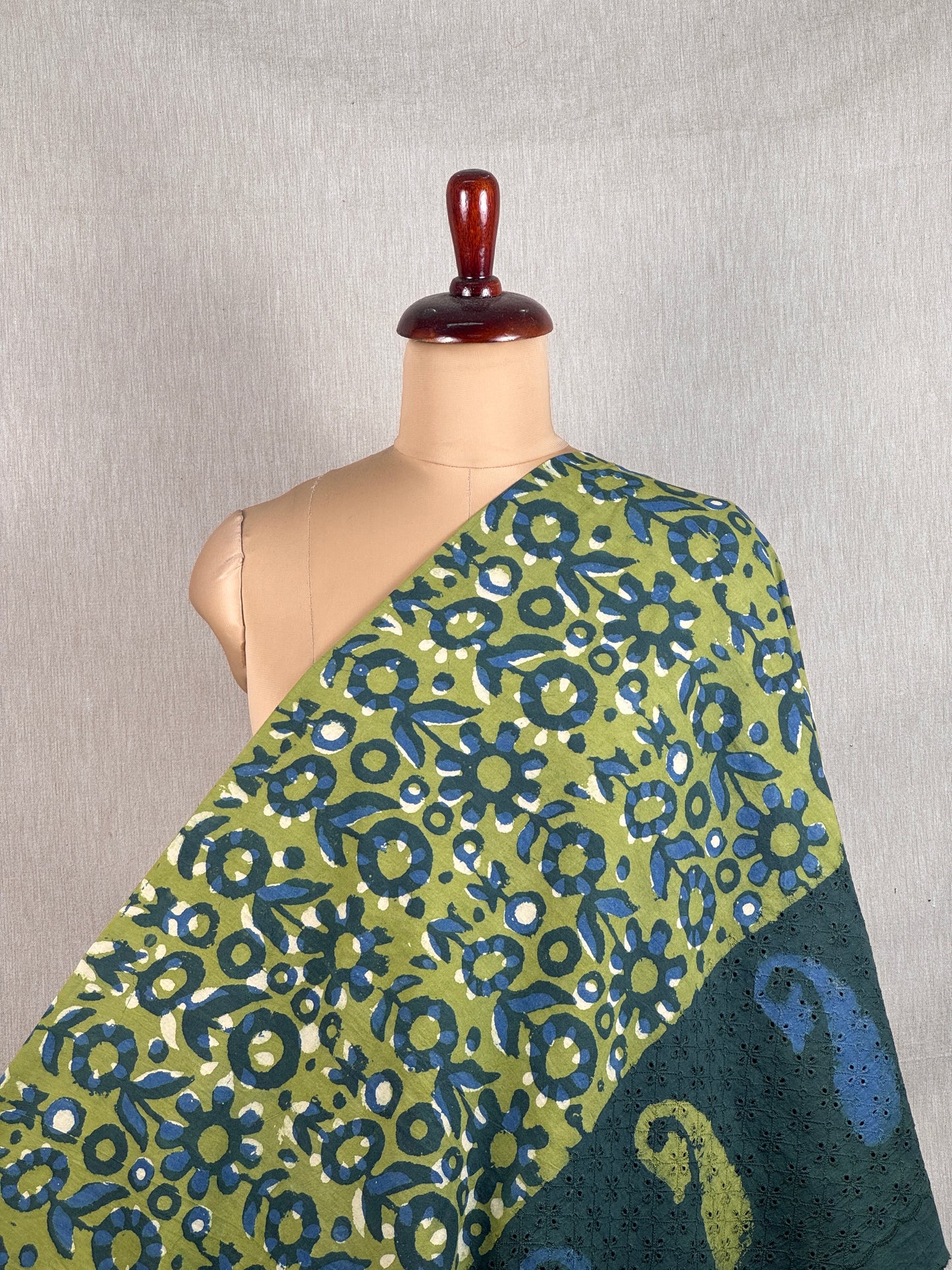 Ajrakh Dabu Block-printed Hakoba Cotton Fabric