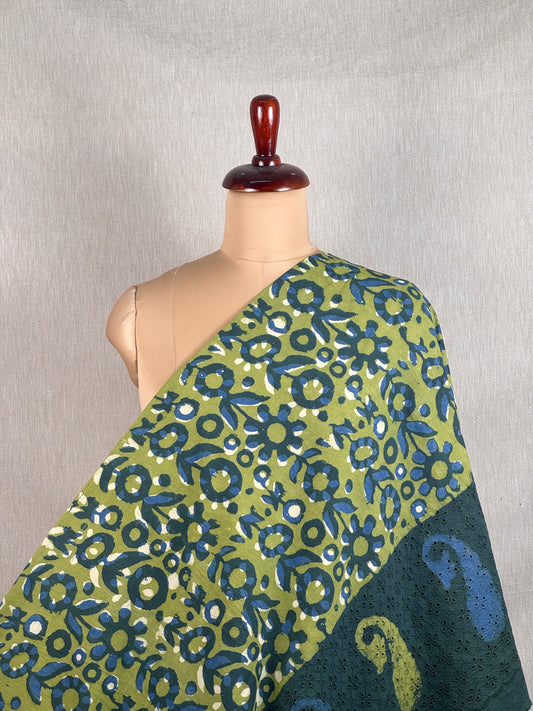 Ajrakh Dabu Block-printed Hakoba Cotton Fabric