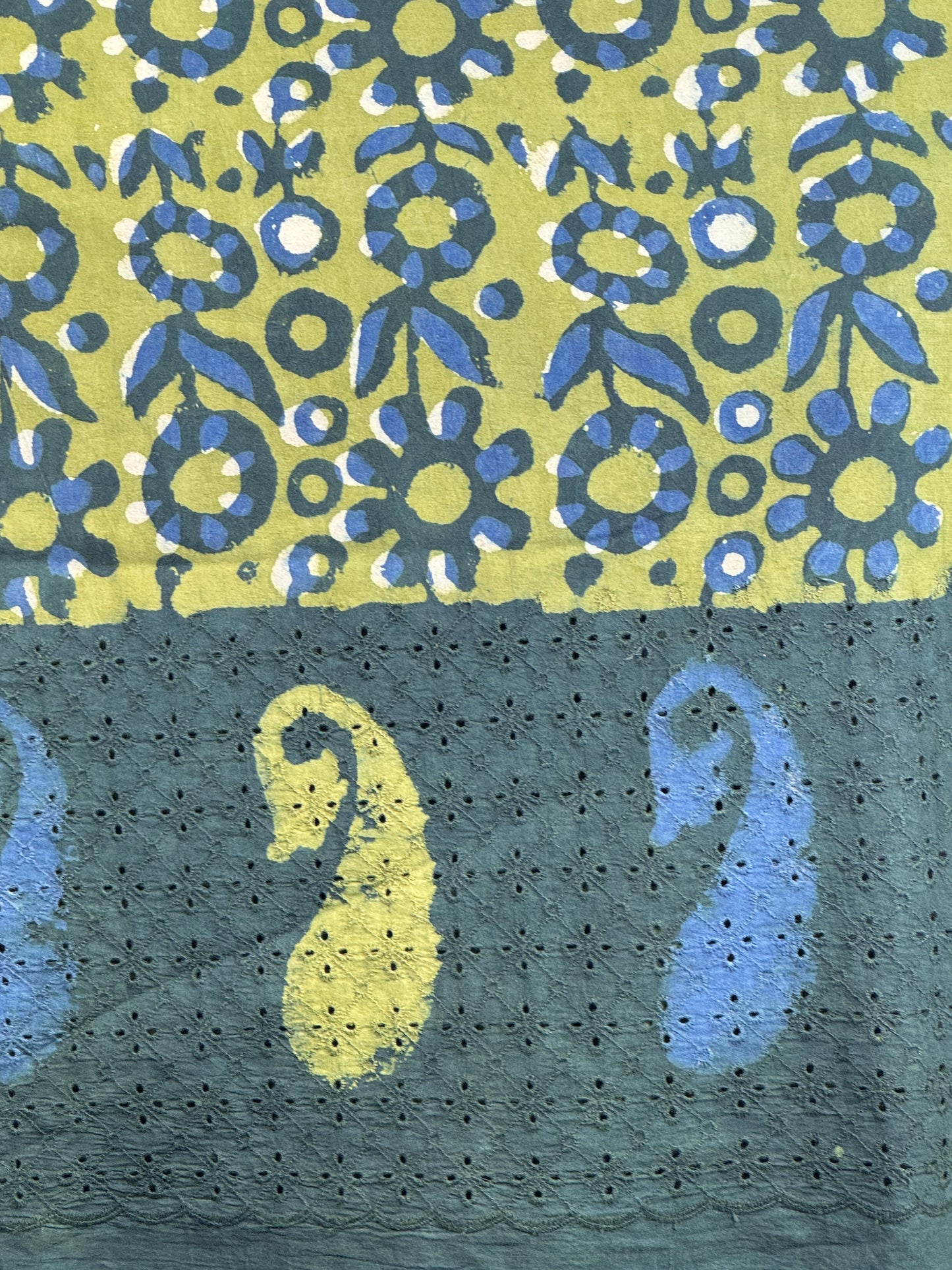 Ajrakh Dabu Block-printed Hakoba Cotton Fabric