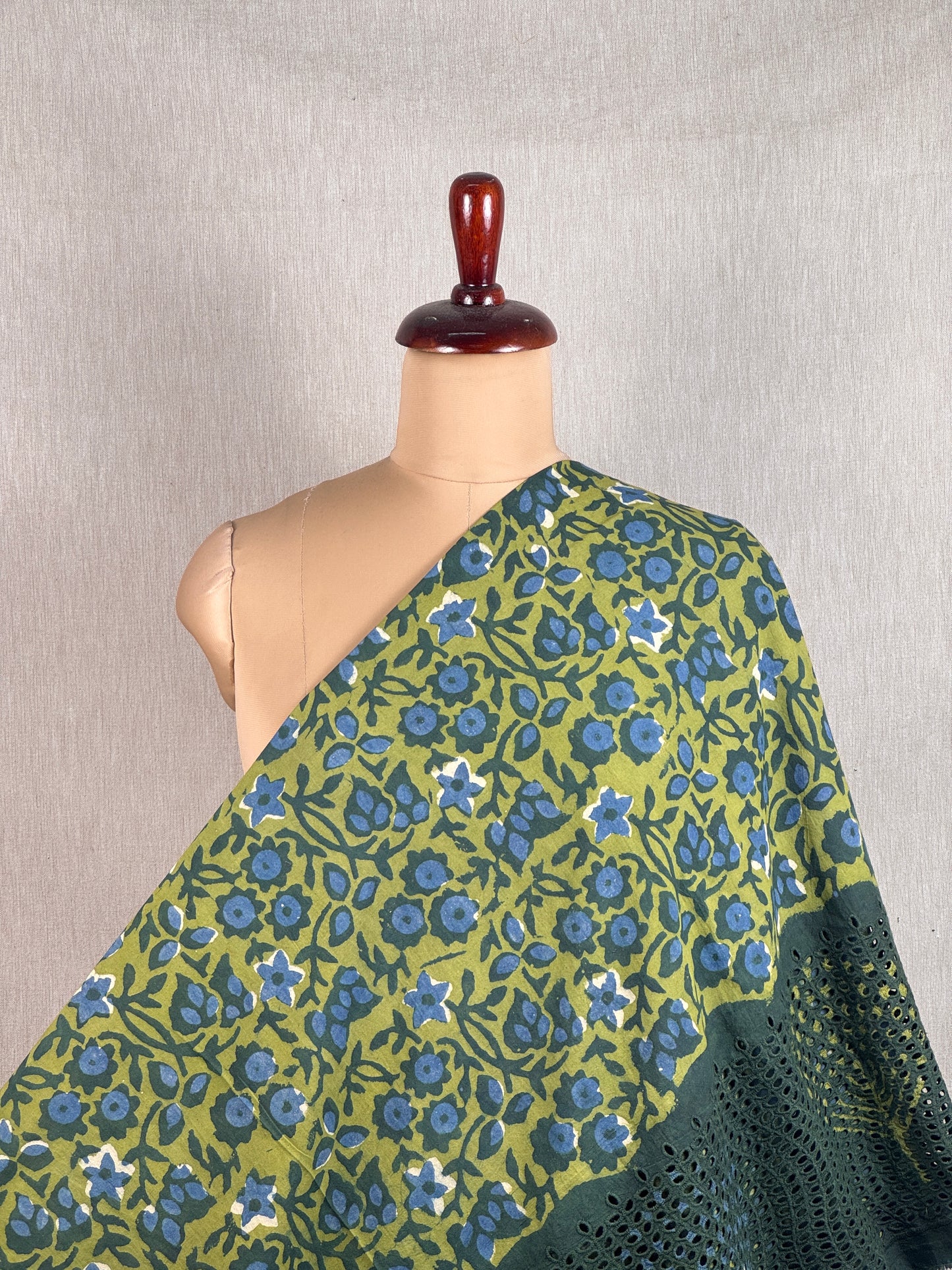 Ajrakh Dabu Block-printed Hakoba Cotton Fabric