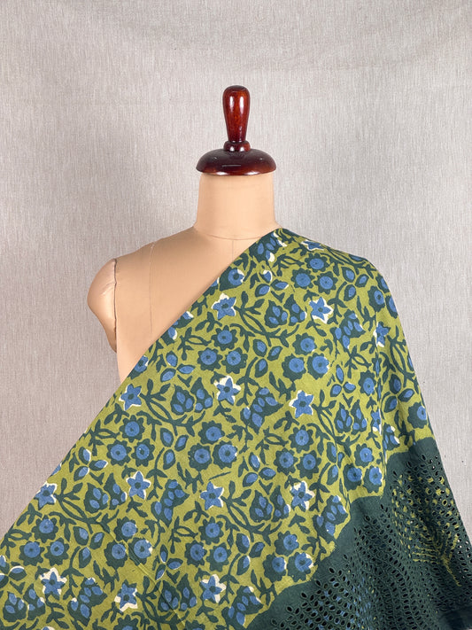 Ajrakh Dabu Block-printed Hakoba Cotton Fabric