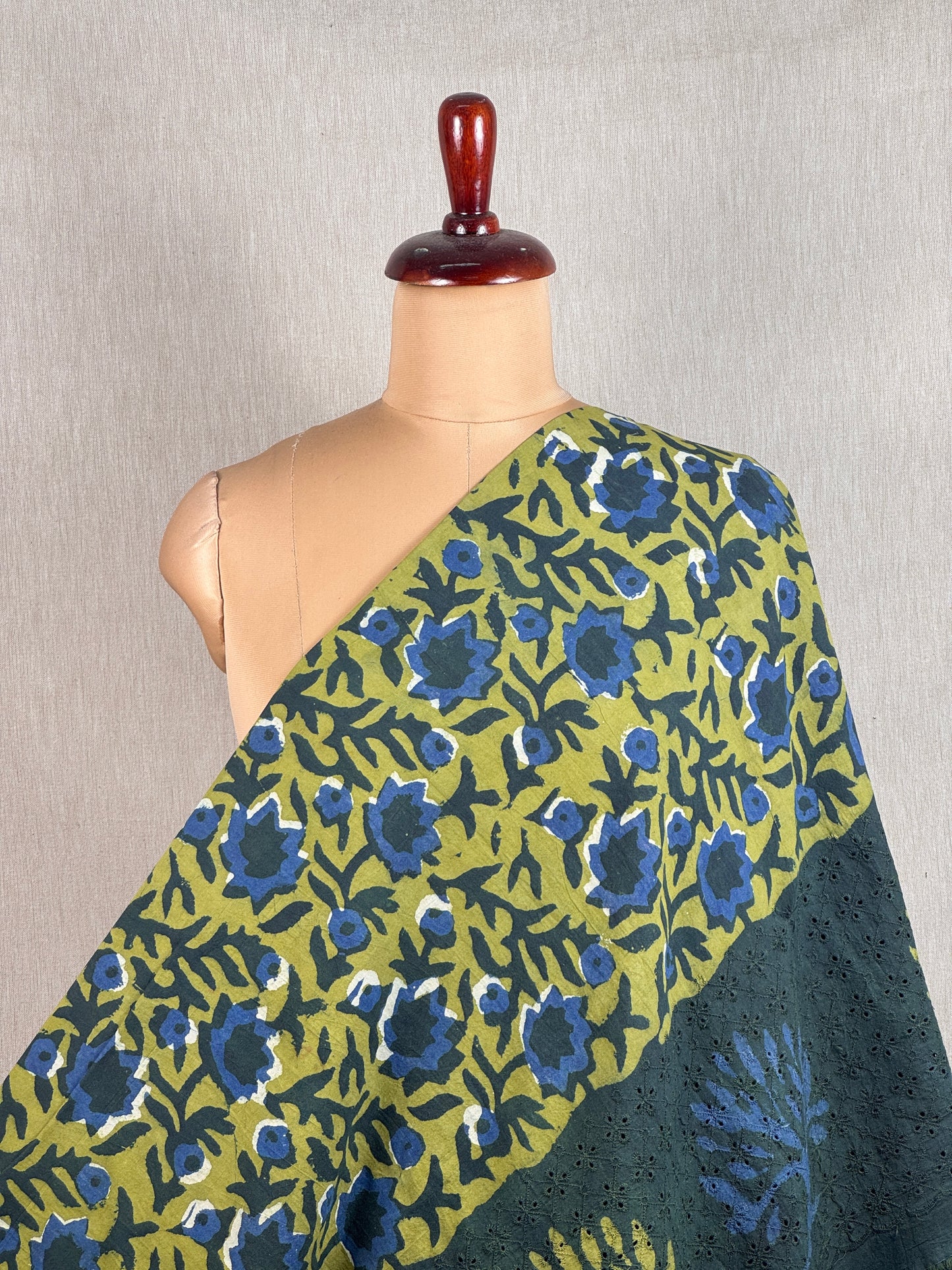 Ajrakh Dabu Block-printed Hakoba Cotton Fabric