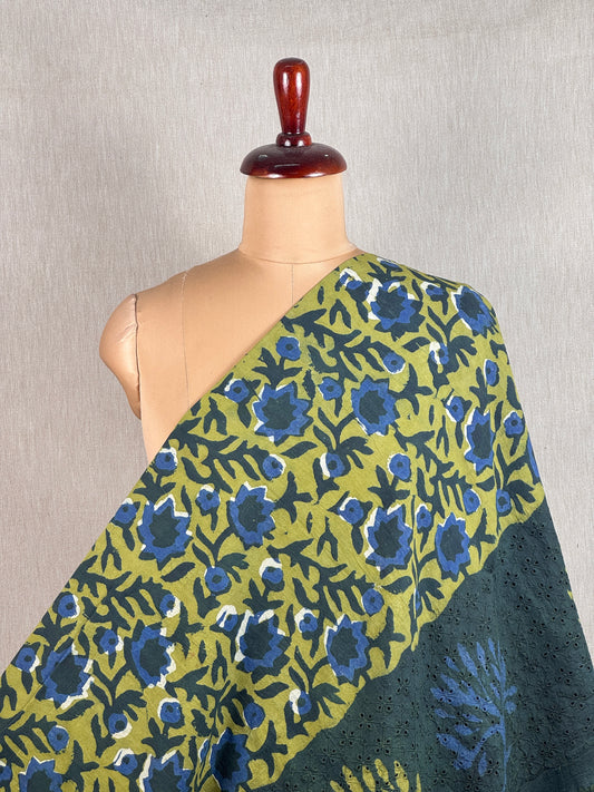 Ajrakh Dabu Block-printed Hakoba Cotton Fabric