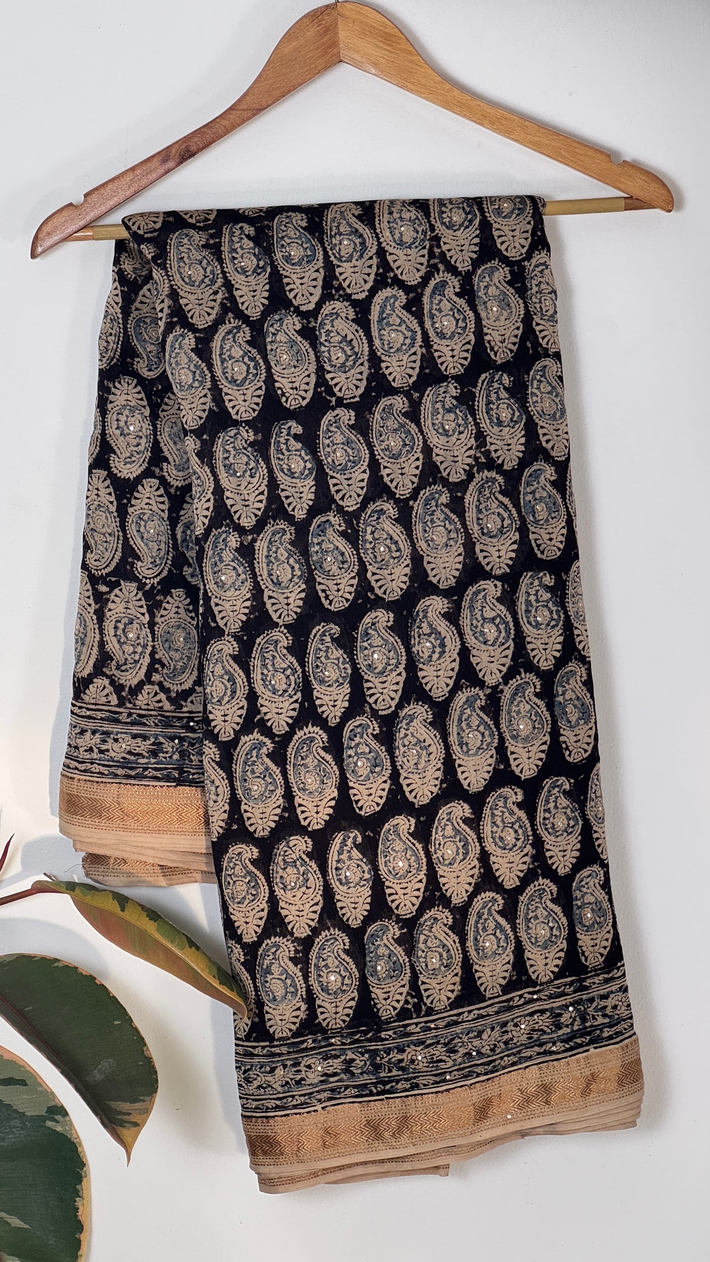 Mukaish Work kalamkari Printed Chanderi Saree