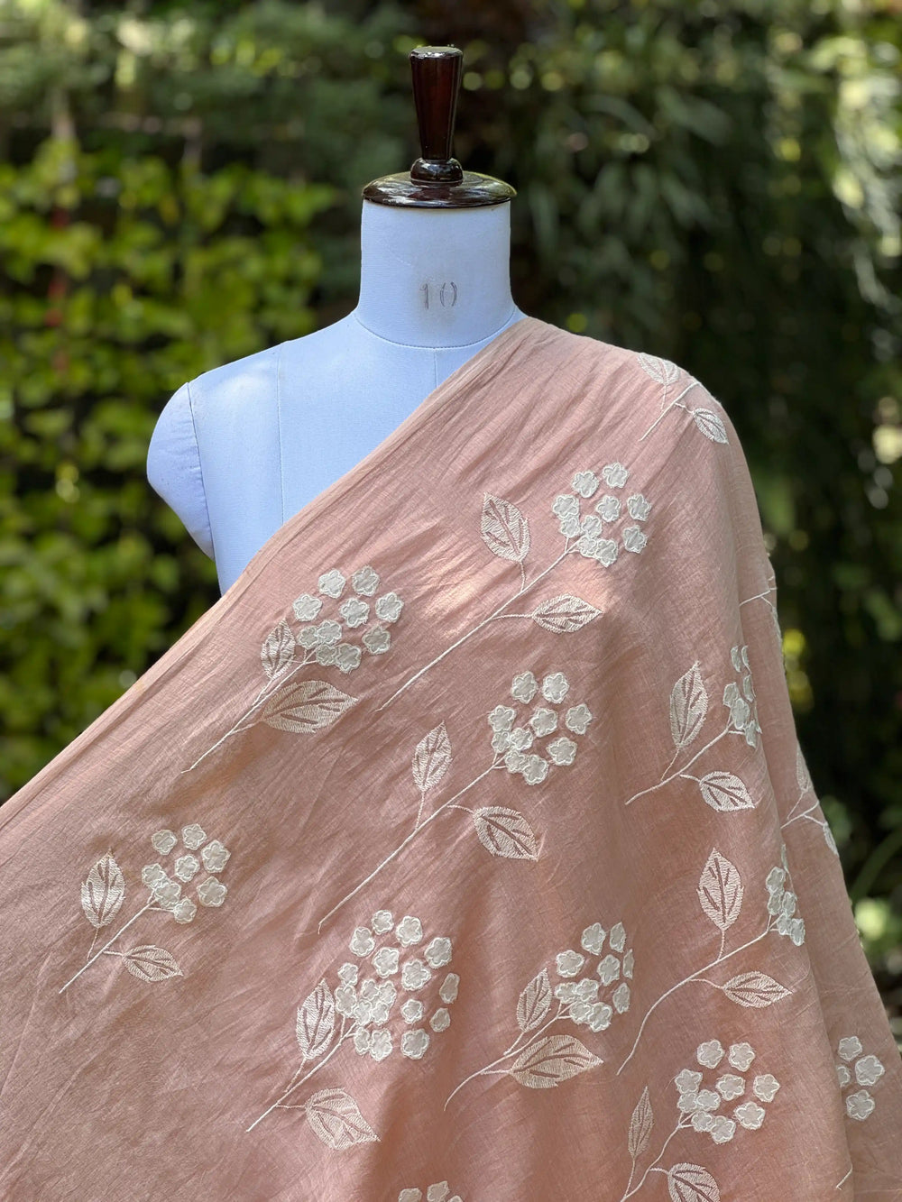 Applique Embroidered 40gm Banarasi Chanderi Fabric
