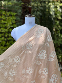 Applique Embroidered 40gm Banarasi Chanderi Fabric