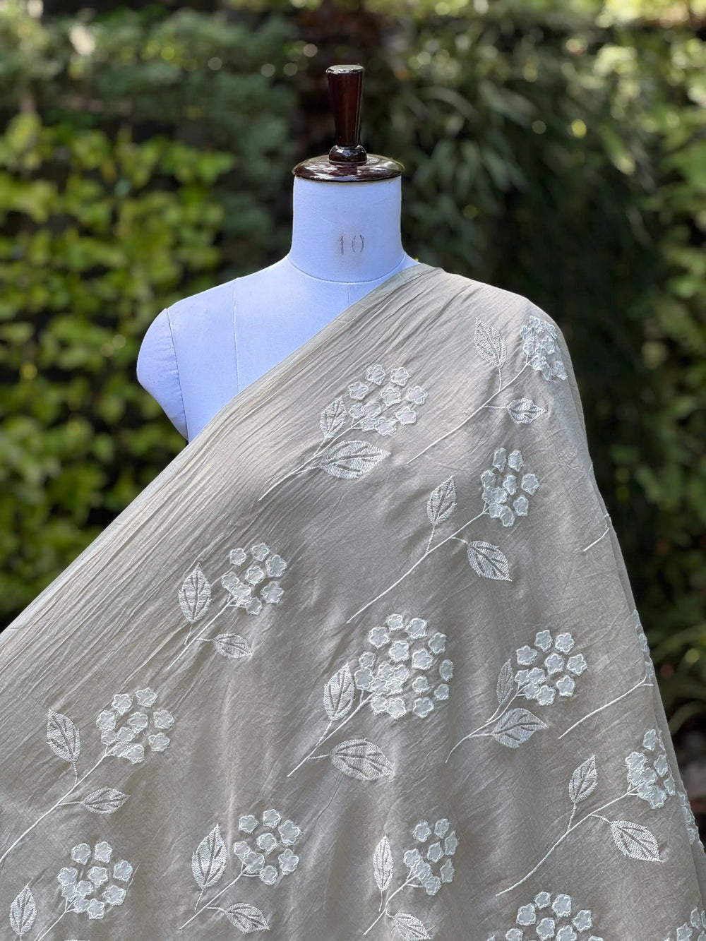 Applique Embroidered 40gm Banarasi Chanderi Fabric