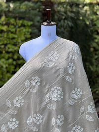 Applique Embroidered 40gm Banarasi Chanderi Fabric