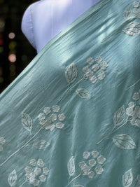 Applique Embroidered 40gm Banarasi Chanderi Fabric