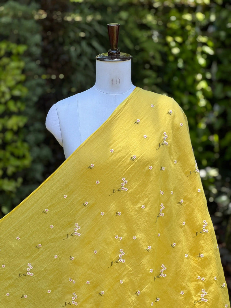 Embroidered 40gm Banarasi Chanderi Fabric
