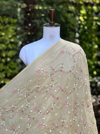 Embroidered 40gm Banarasi Chanderi Fabric