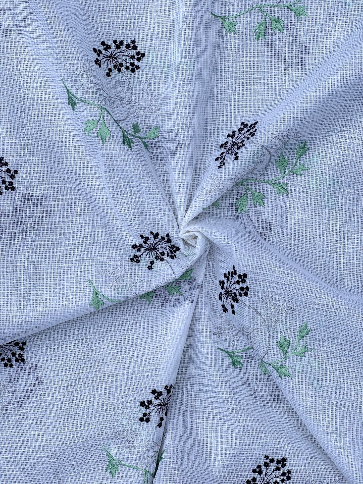 Embroidered Kota Fabric