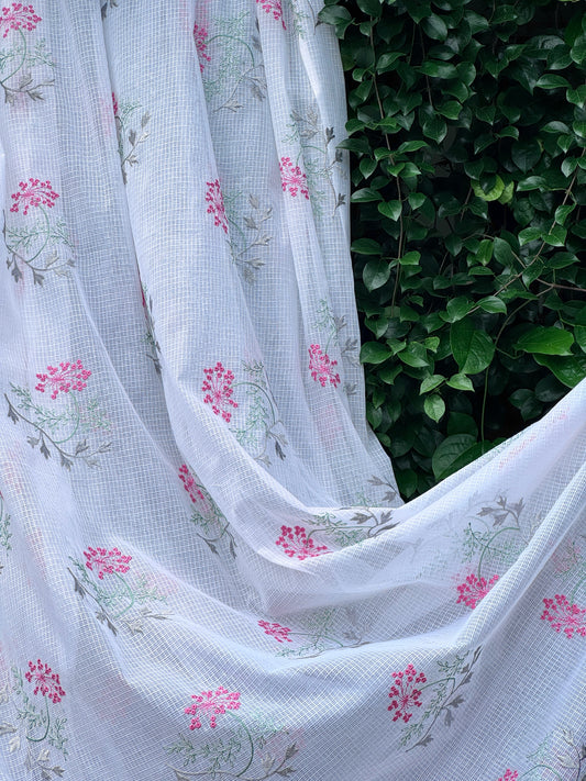 Embroidered Kota Fabric