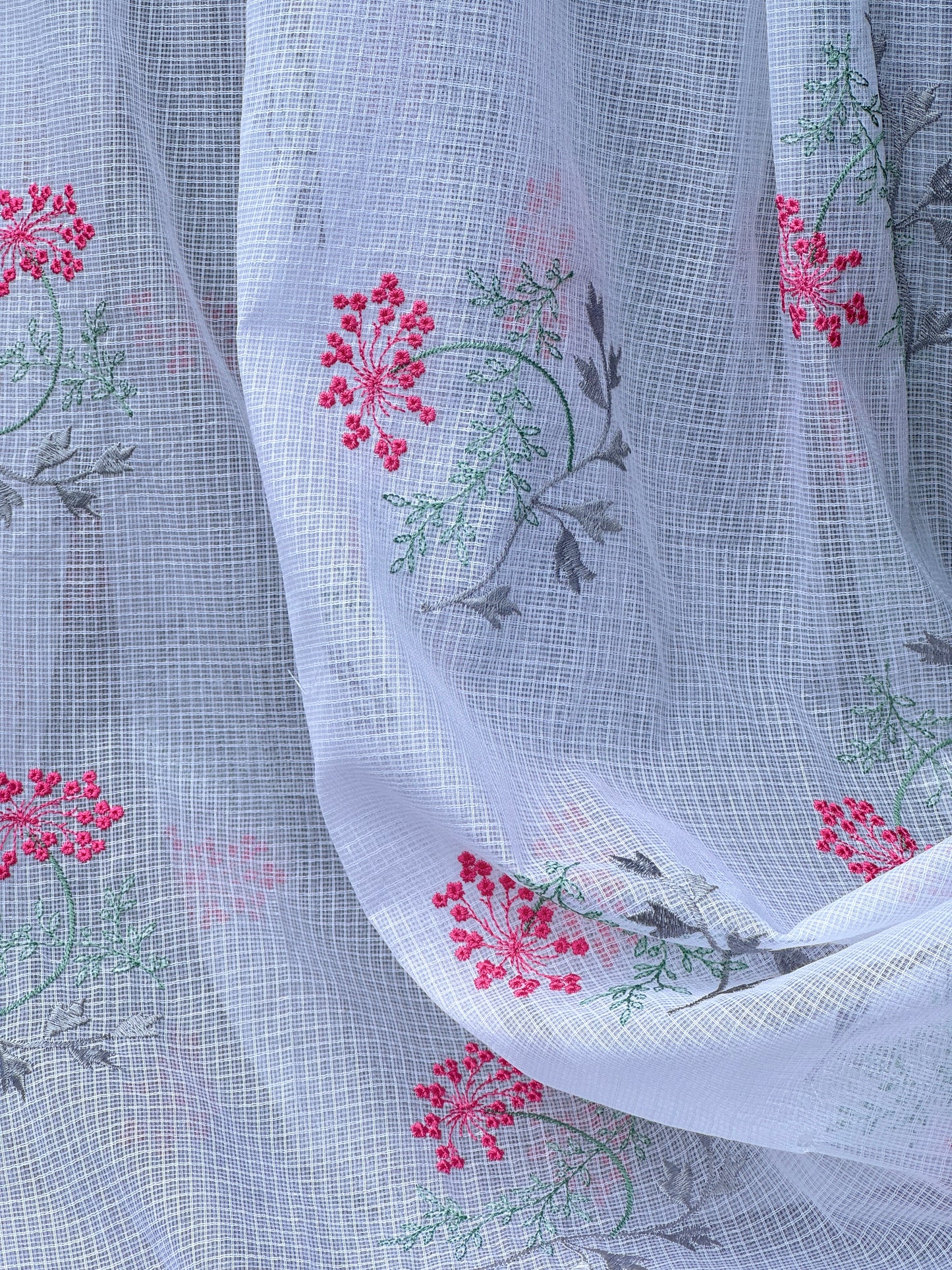 Embroidered Kota Fabric