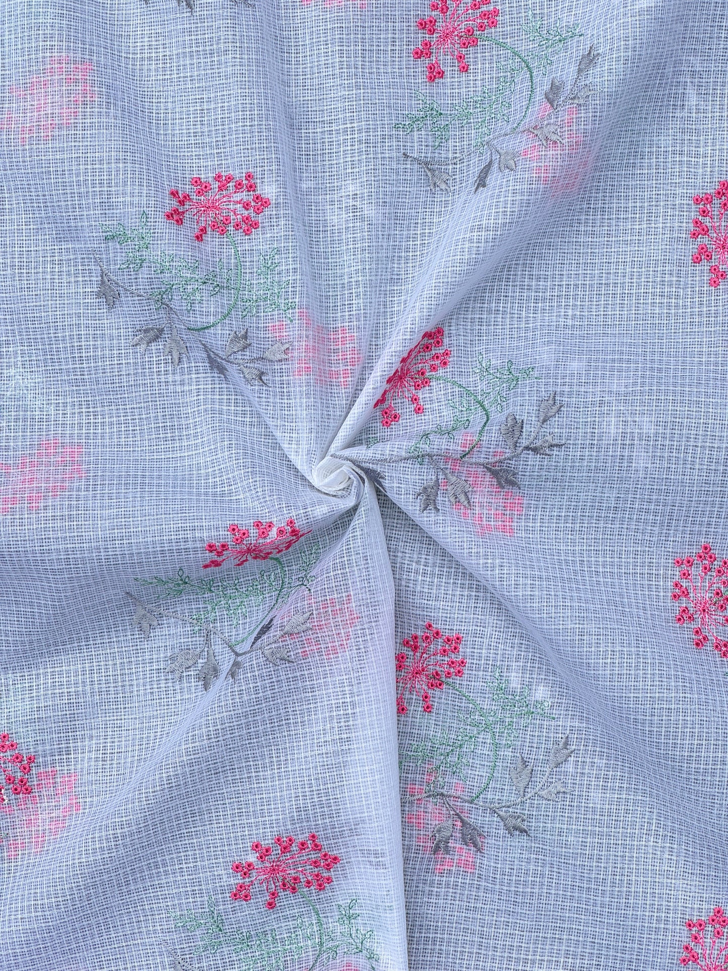 Embroidered Kota Fabric
