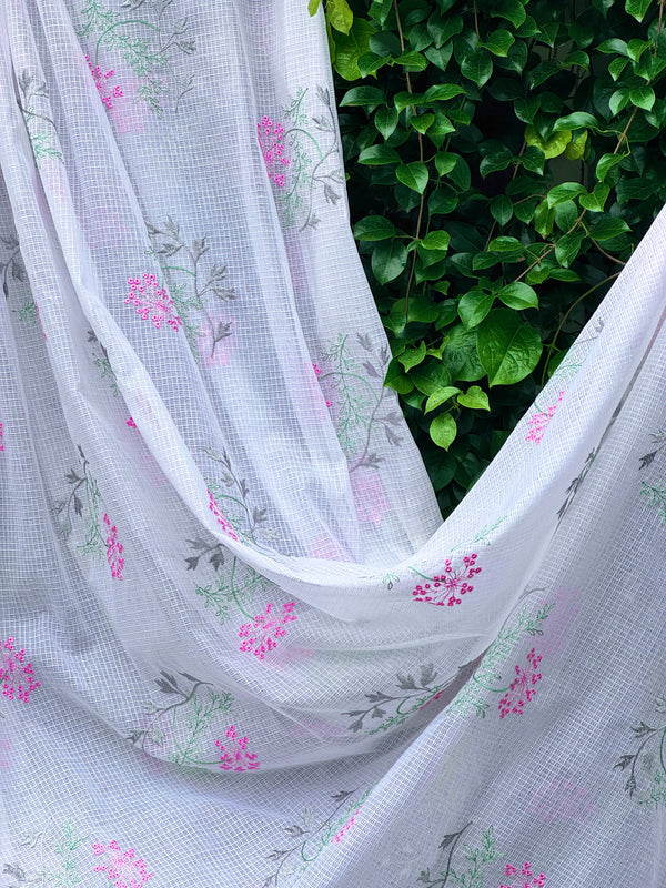 Embroidered Kota Fabric