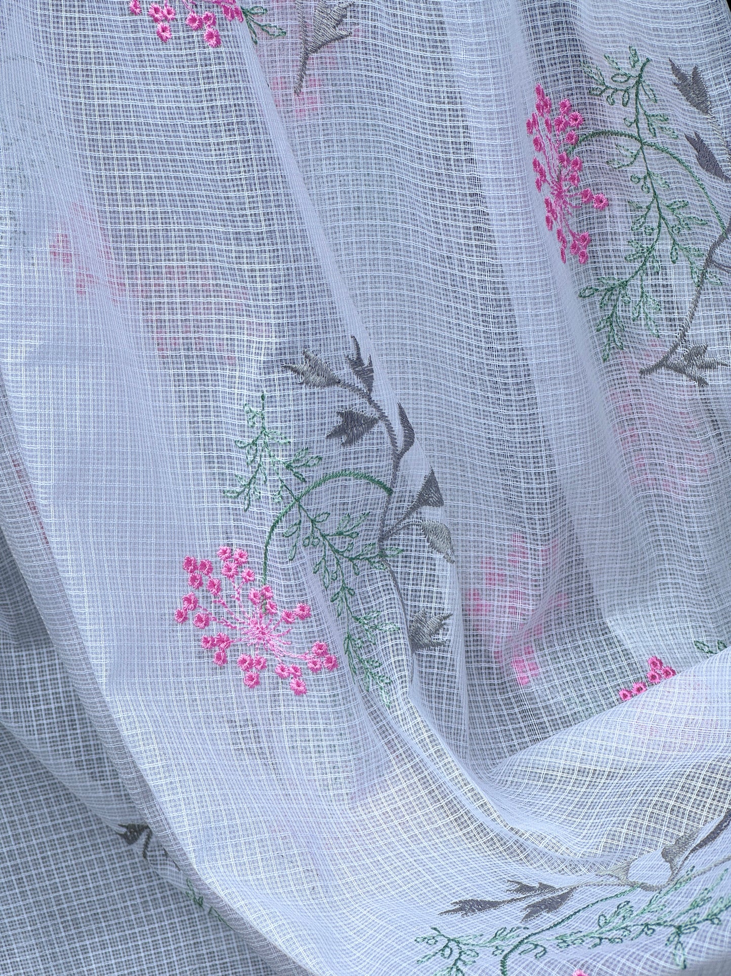Embroidered Kota Fabric