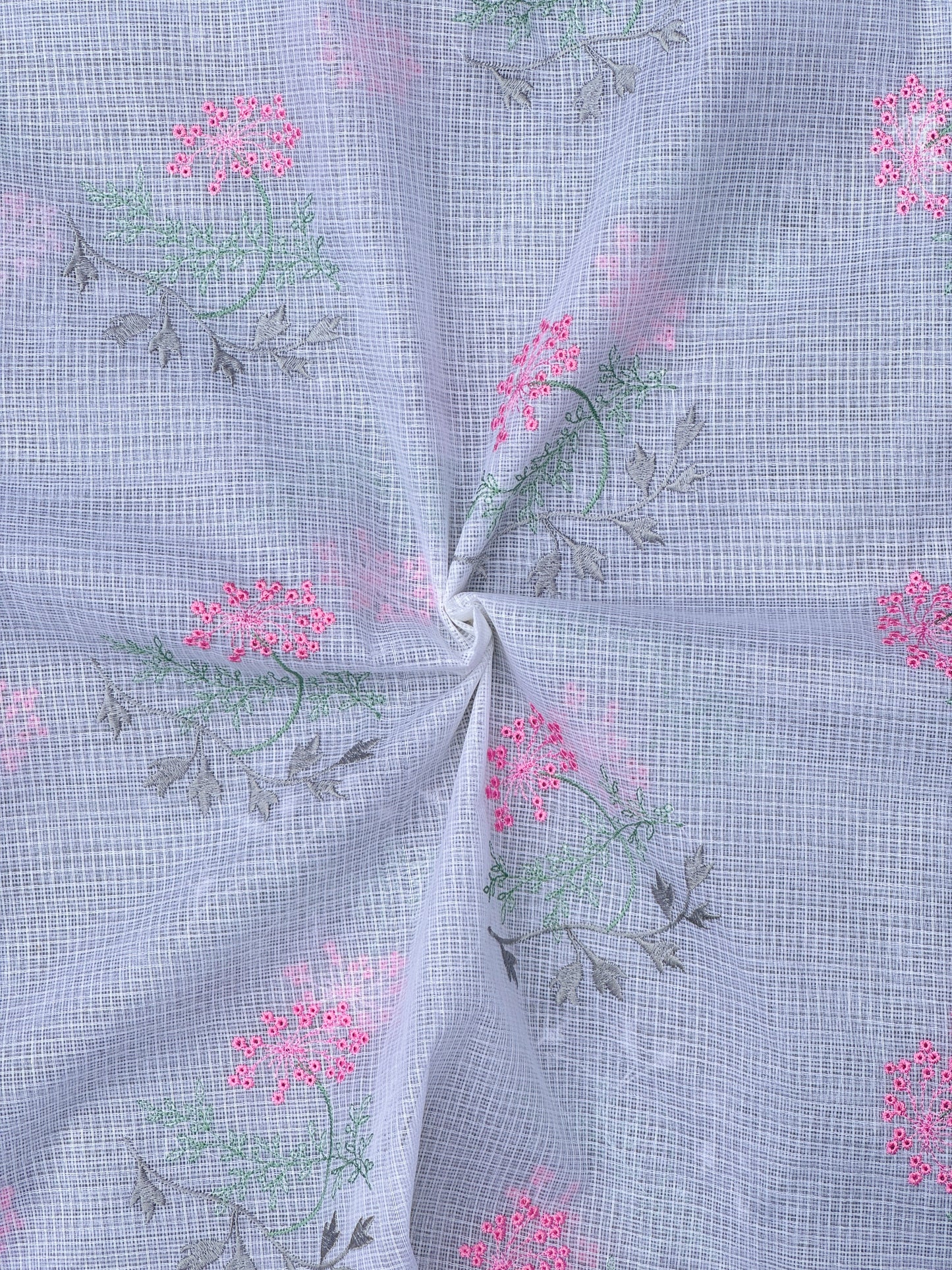 Embroidered Kota Fabric