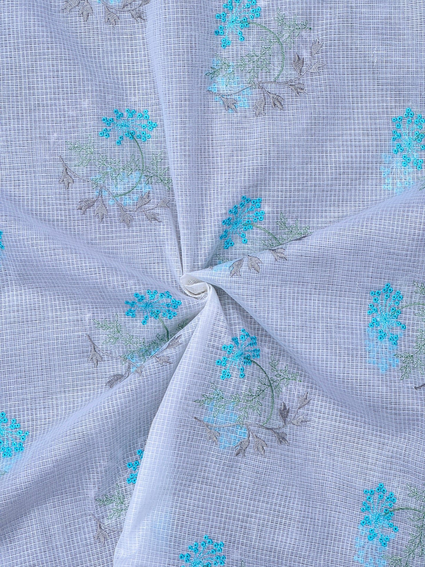 Embroidered Kota Fabric