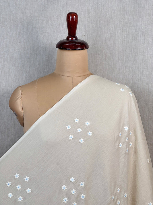 Embroidered Mul Chanderi fabric