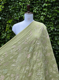 Embroidered 40 gm Banarasi Chanderi Fabric