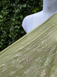 Embroidered 40 gm Banarasi Chanderi Fabric