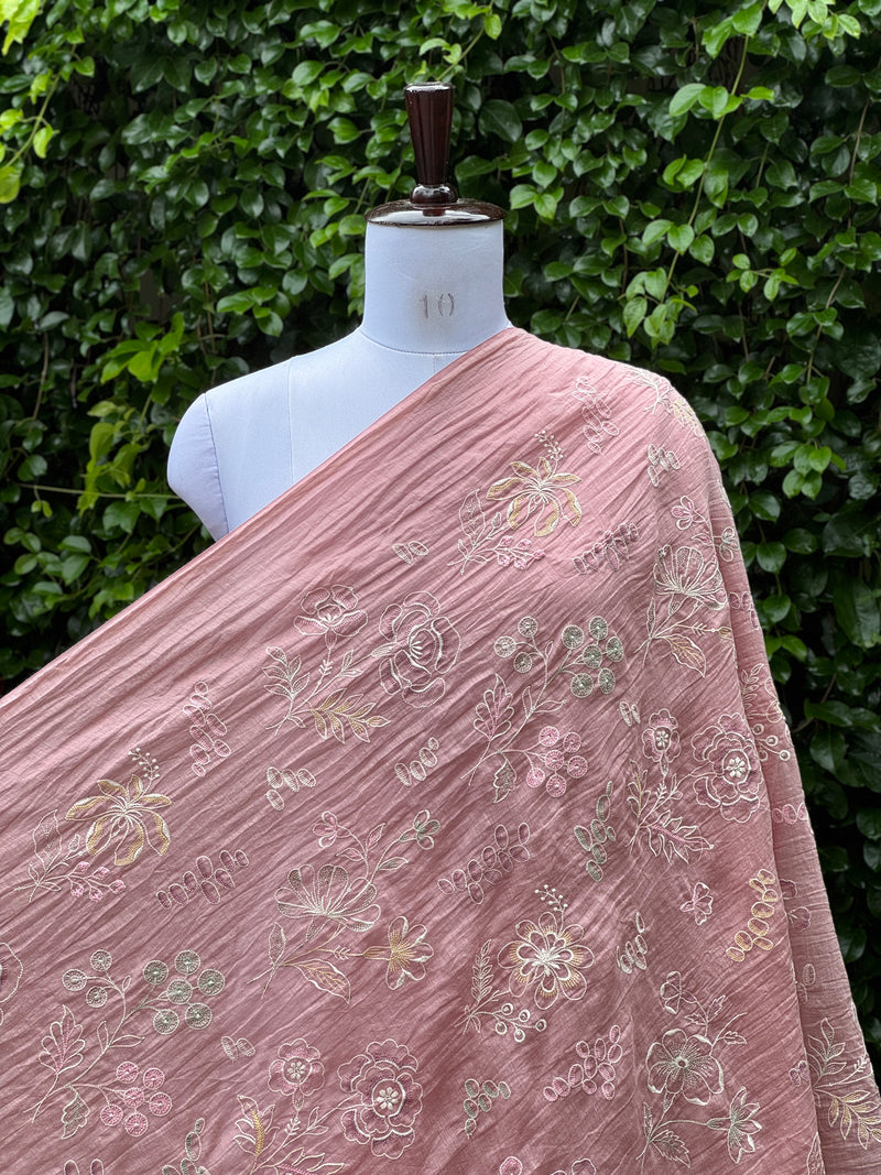 Embroidered 40 gm Banarasi Chanderi Fabric