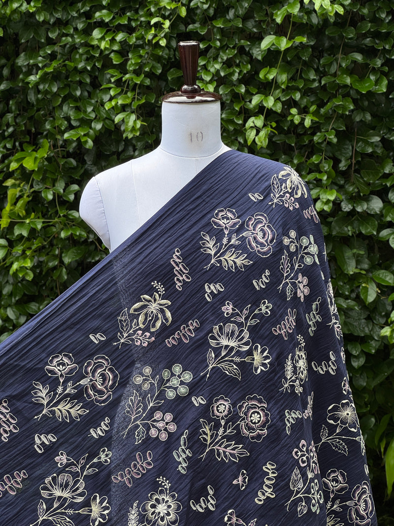 Embroidered 40 gm Banarasi Chanderi Fabric