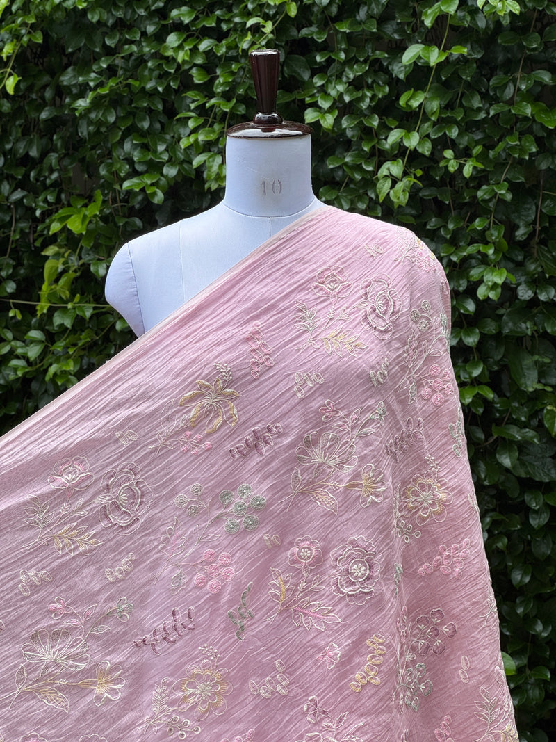 Embroidered 40 gm Banarasi Chanderi Fabric