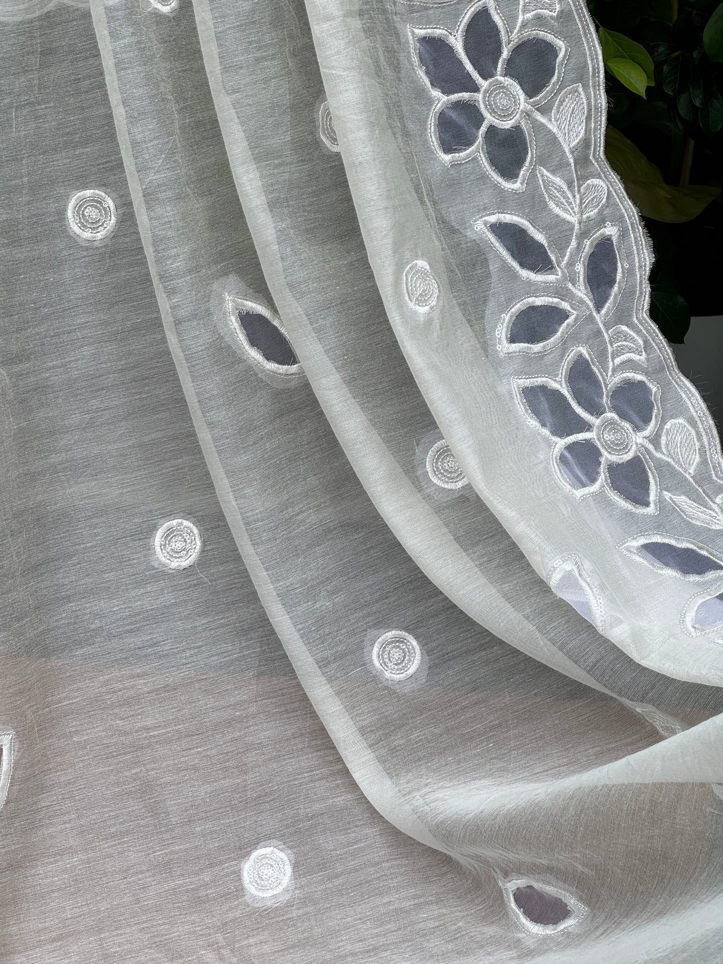 Applique  Embroidered Chanderi Dupatta
