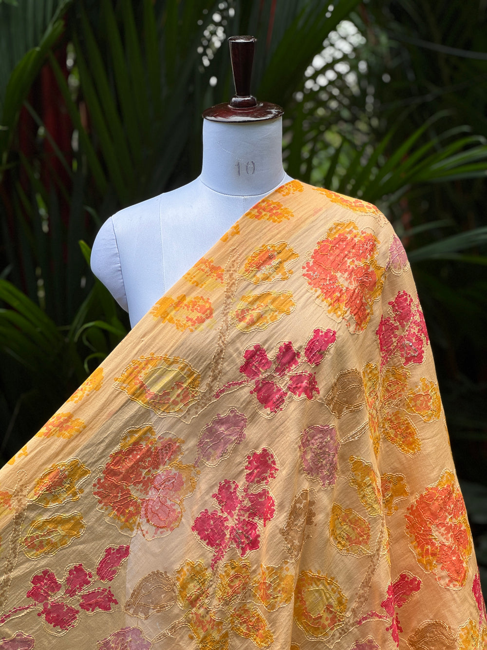 Position Printed & Embroidered Viscose Chanderi Fabrics