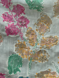 Position Printed & Embroidered Viscose Chanderi Fabrics