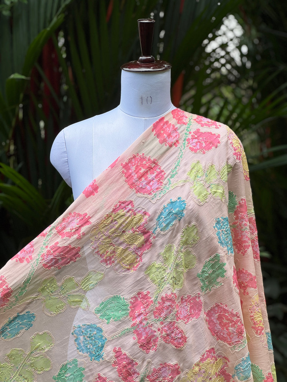 Position Printed & Embroidered Viscose Chanderi Fabrics