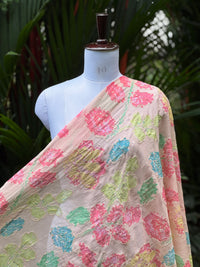 Position Printed & Embroidered Viscose Chanderi Fabrics