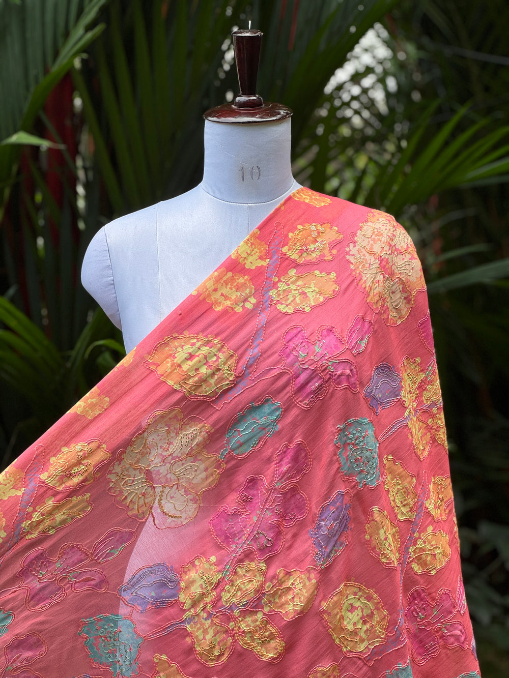 Position Printed & Embroidered Viscose Chanderi Fabrics