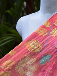 Position Printed & Embroidered Viscose Chanderi Fabrics