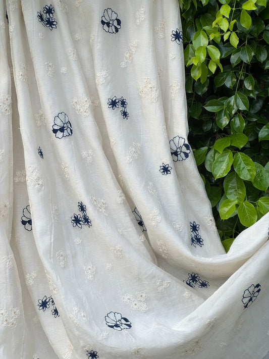Embroidered 40 gm Banrasi Chanderi Fabric