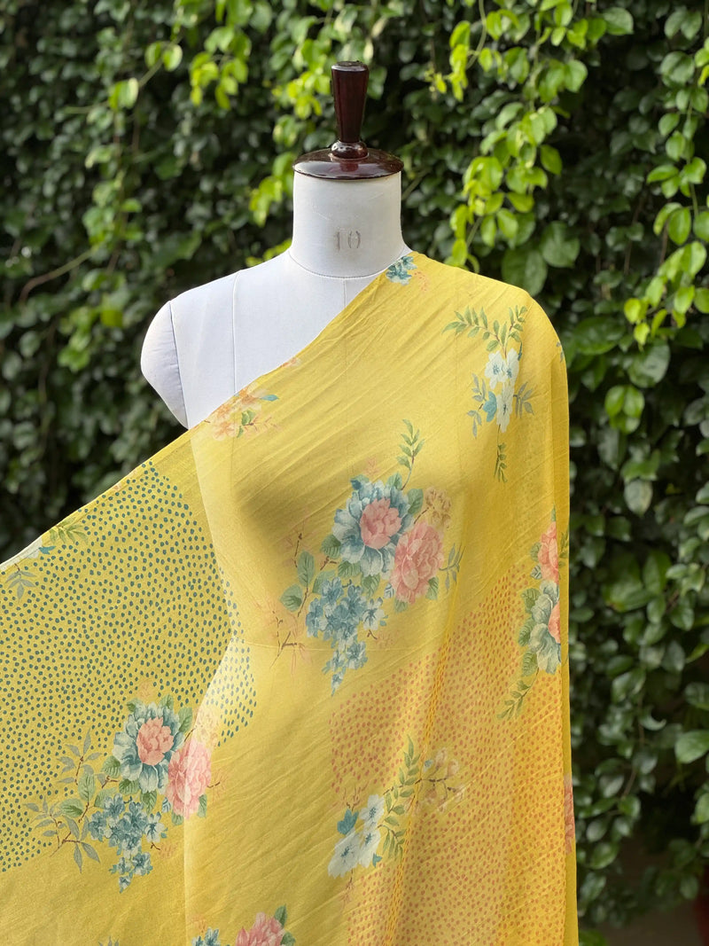 Digital Printed Mul Chanderi Fabric