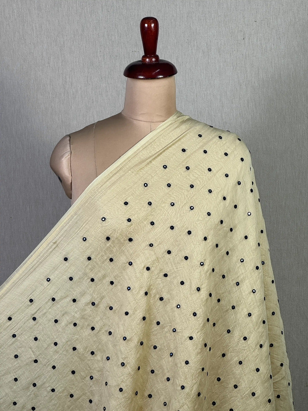 Mirror Embroidered 40 gm Banarasi Chanderi Fabric