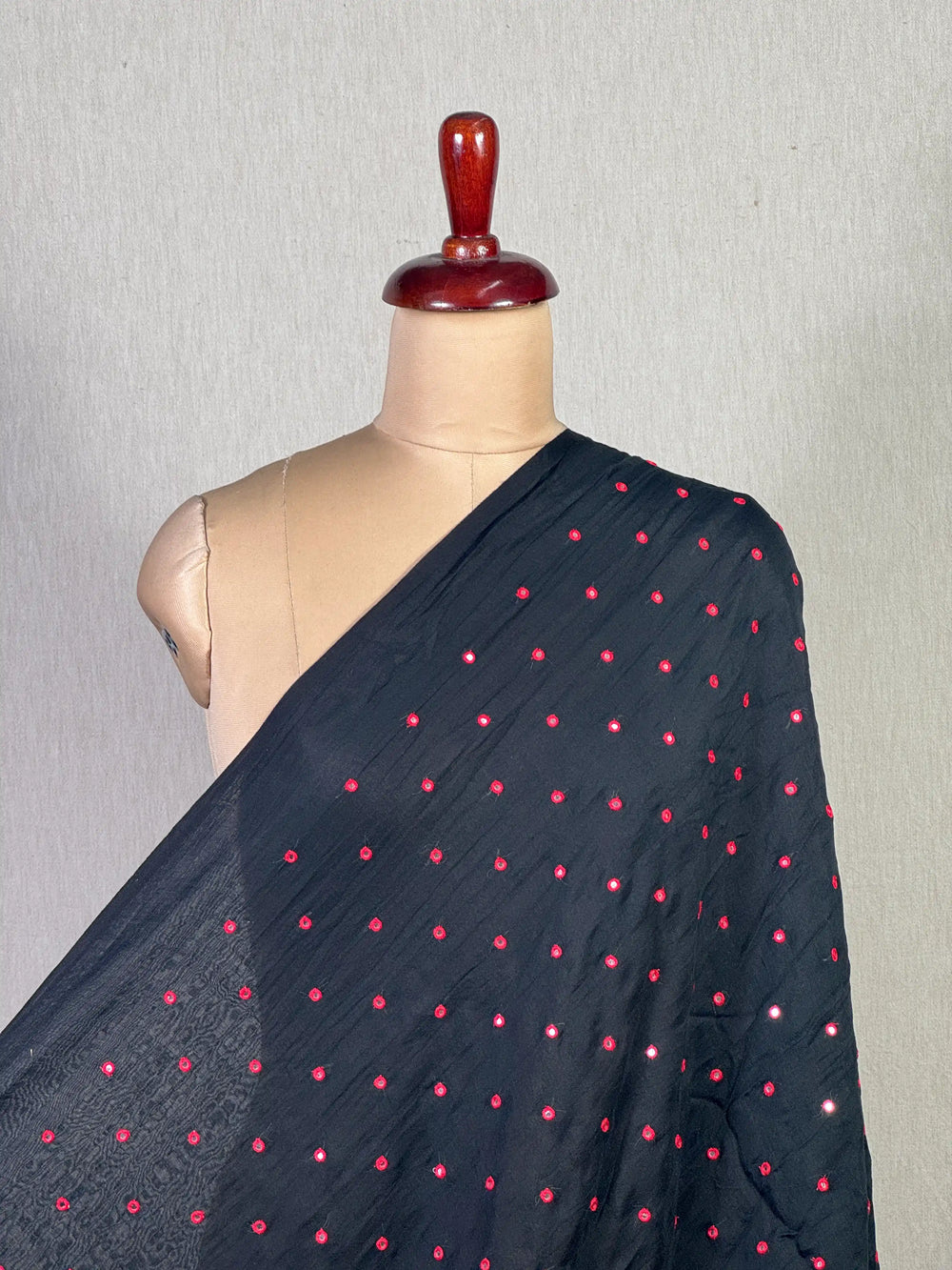 Mirror Embroidered 40 gm Banarasi Chanderi Fabric