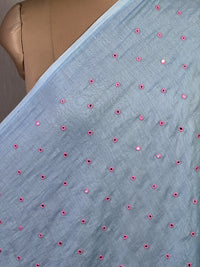 Mirror Embroidered 40 gm Banarasi Chanderi Fabric