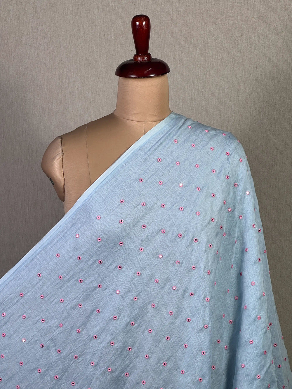 Mirror Embroidered 40 gm Banarasi Chanderi Fabric