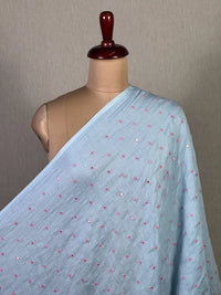 Mirror Embroidered 40 gm Banarasi Chanderi Fabric