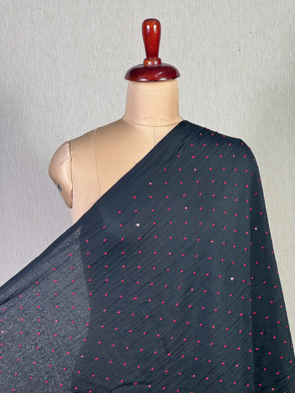 Mirror Embroidered 40 gm Banarasi Chanderi Fabric