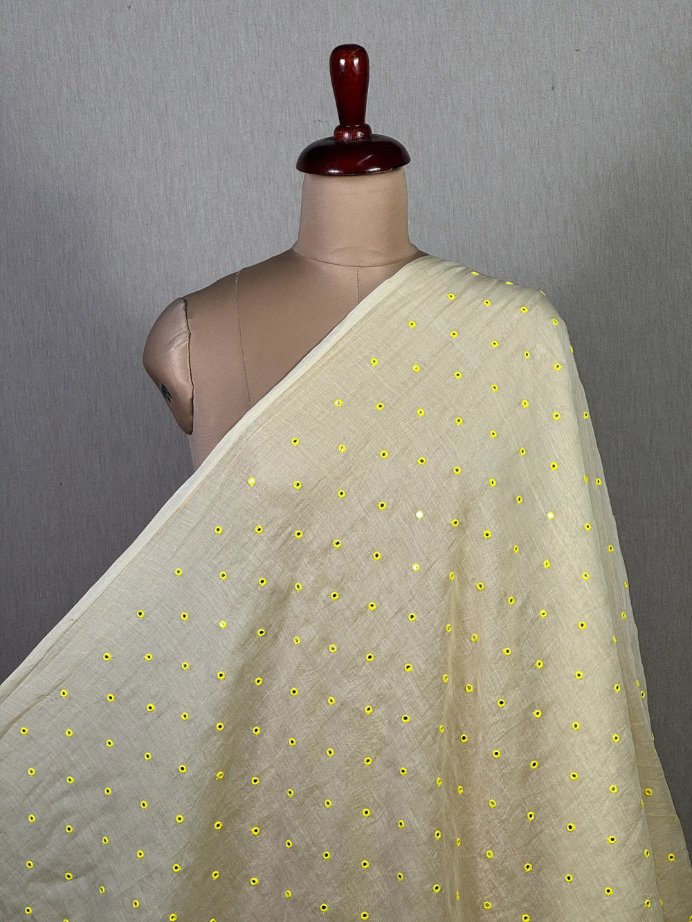 Mirror Embroidered 40 gm Banarasi Chanderi Fabric