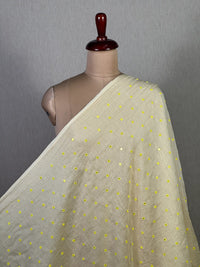 Mirror Embroidered 40 gm Banarasi Chanderi Fabric