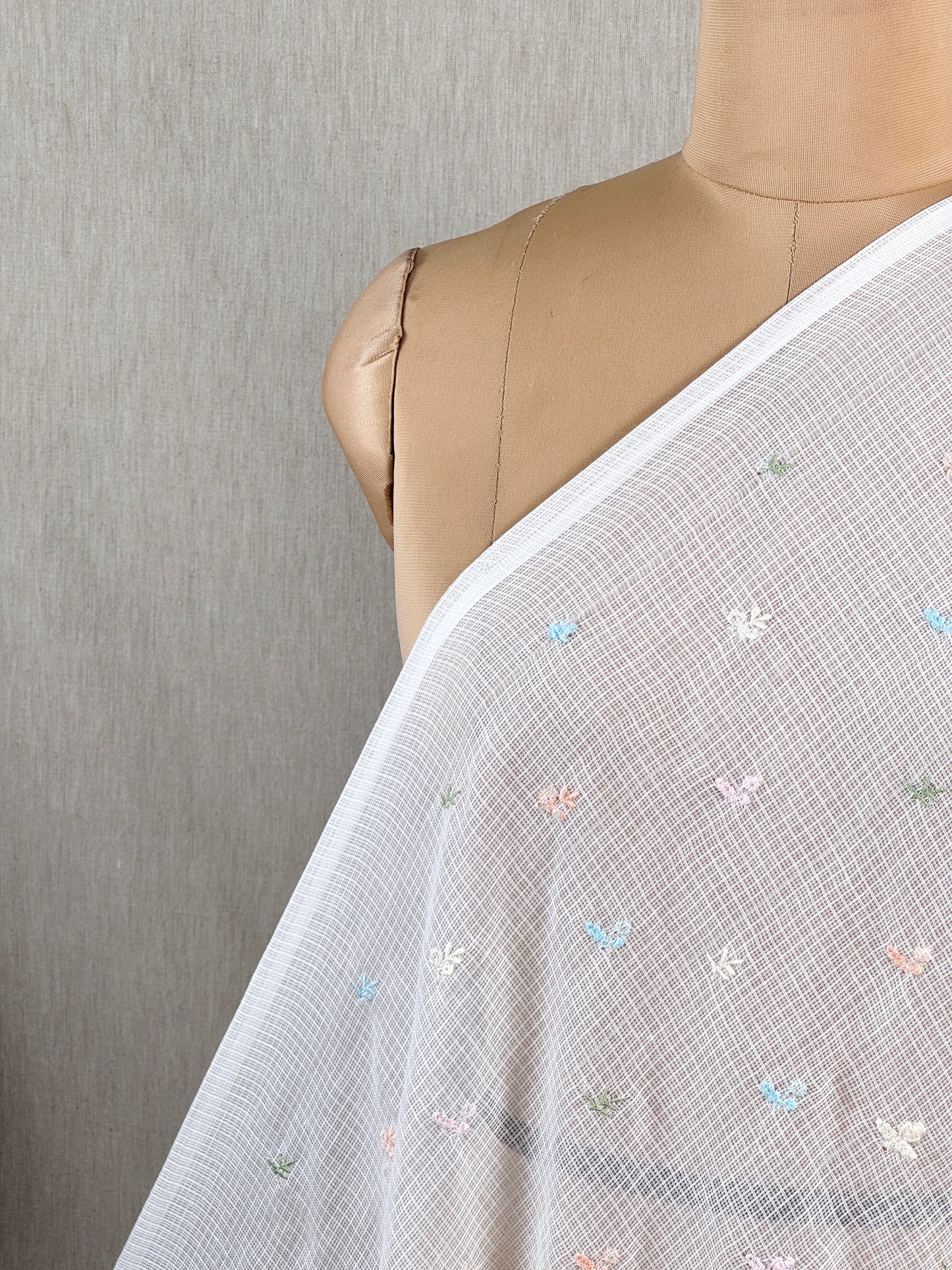 Embroidered Kota Fabric