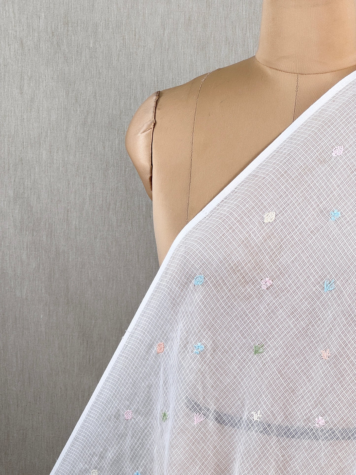 Embroidered Kota Fabric